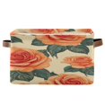 thumbnail image 1 of Square Storage Basket 14.2*10.2*8.3 Inch One Sizex2 Shelf Basket Open Home Storage Bins Bedroom Storage Basket Closet Storage Stylish Decor Pretty Red Roses6, 1 of 9