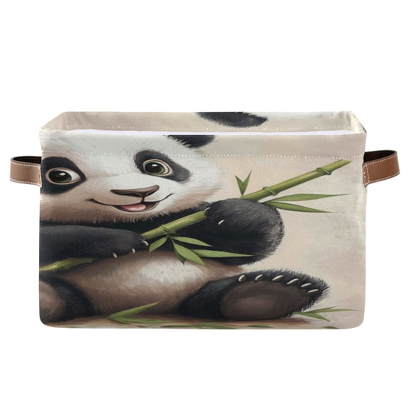 Square Storage Basket 14.2*10.2*8.3 Inch One Sizex2 Shelf Basket Open Home Storage Bins Bedroom Storage Basket Closet Storage Stylish Decor Smiling Panda