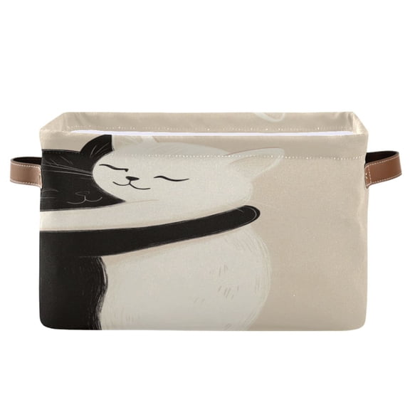 Square Storage Basket 14.2*10.2*8.3 Inch One Sizex2 Shelf Basket Open Home Storage Bins Bedroom Storage Basket Closet Storage Stylish Decor Two Cats Hugging