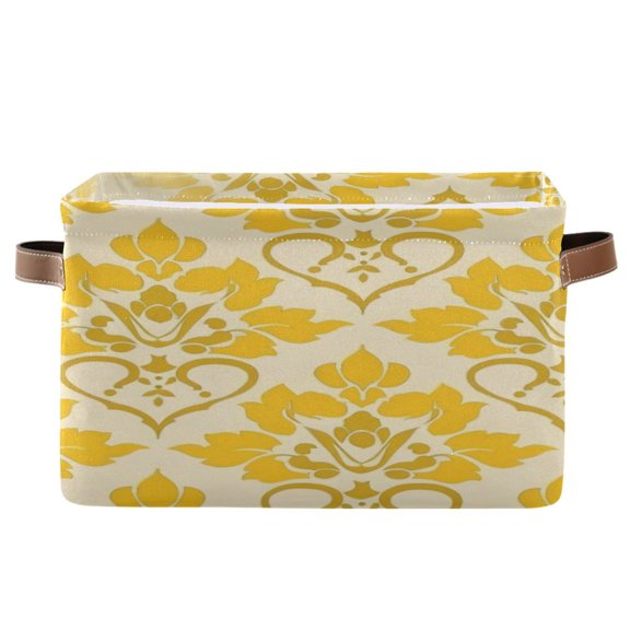 Square Storage Basket 14.2*10.2*8.3 Inch One Sizex2 Shelf Basket Open Home Storage Bins Bedroom Storage Basket Closet Storage Stylish Decor Yellow Pattern