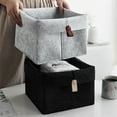 thumbnail image 1 of Square Storage Basket, Fabric Storage Box, Felt Material, Desktop Organizer for Snacks and Sundries, Home Workspace Supply Caddy, Black, by FAJHHA, 1 of 6