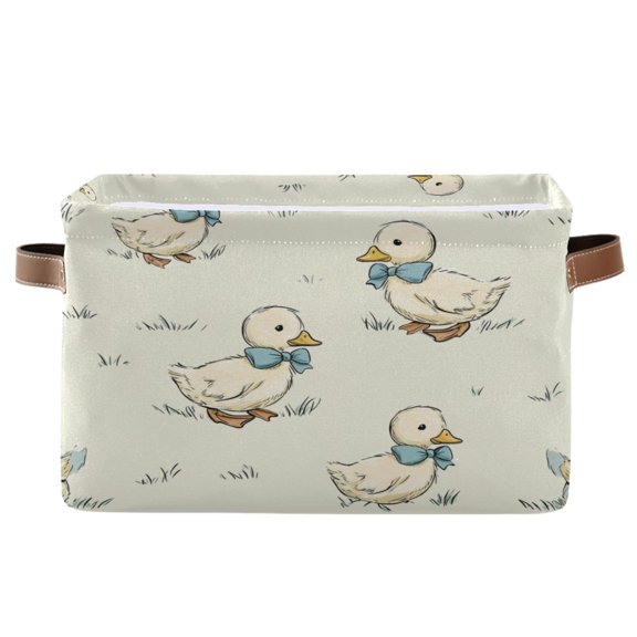 Square Storage Basket Home Storage Bins Bedroom Storage Basket Closet Storage Fashionable and Durable Adorable White Duck Design