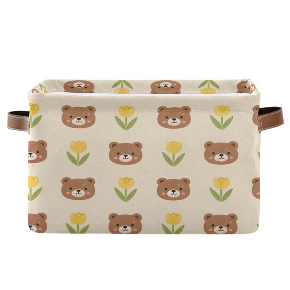 Square Storage Basket Home Storage Bins Bedroom Storage Basket Closet Storage Fashionable and Durable Bear Beige Repeat