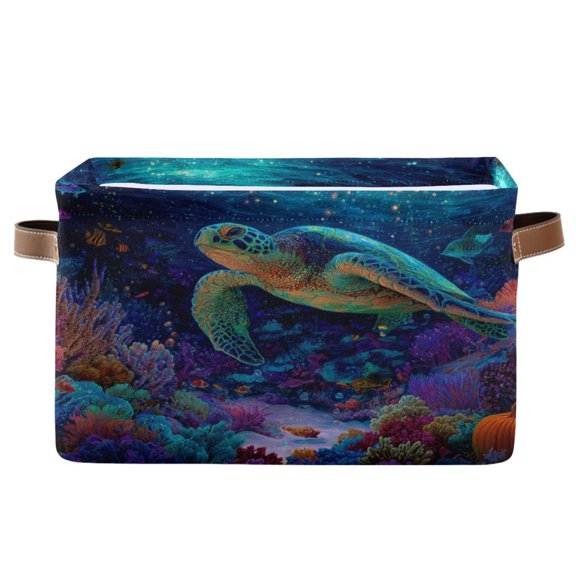 Square Storage Basket Home Storage Bins Bedroom Storage Basket Closet Storage Fashionable and Durable Beautiful Colorful Sea Turtle
