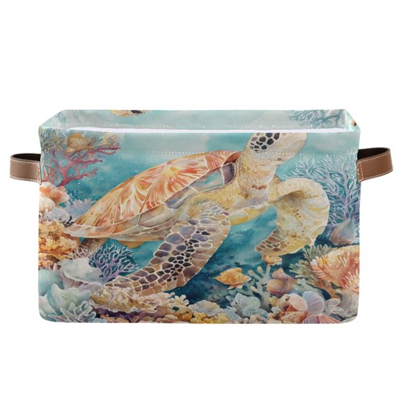 Square Storage Basket Home Storage Bins Bedroom Storage Basket Closet Storage Fashionable and Durable Beautiful Colorful Sea Turtles