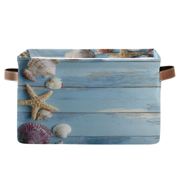 Square Storage Basket Home Storage Bins Bedroom Storage Basket Closet Storage Fashionable and Durable Beautiful Starfish Shells