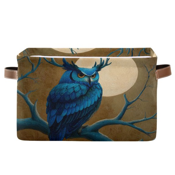 Square Storage Basket Home Storage Bins Bedroom Storage Basket Closet Storage Fashionable and Durable Blue Owl Antlers Moon Perch