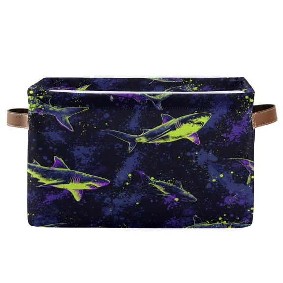 Square Storage Basket Home Storage Bins Bedroom Storage Basket Closet Storage Fashionable and Durable Bright Neon Green Shark