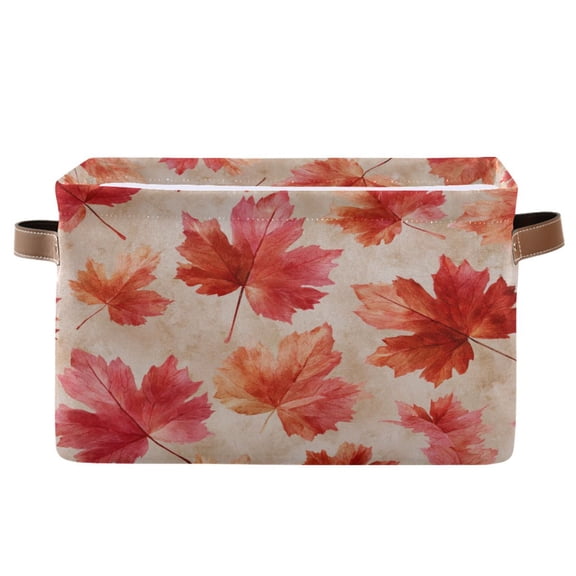 Square Storage Basket Home Storage Bins Bedroom Storage Basket Closet Storage Fashionable and Durable Cartoon Red Maple Leaf