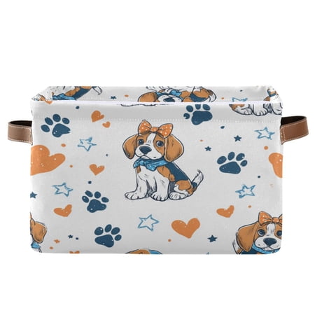 Square Storage Basket Home Storage Bins Bedroom Storage Basket Closet Storage Fashionable and Durable Charming Beagle