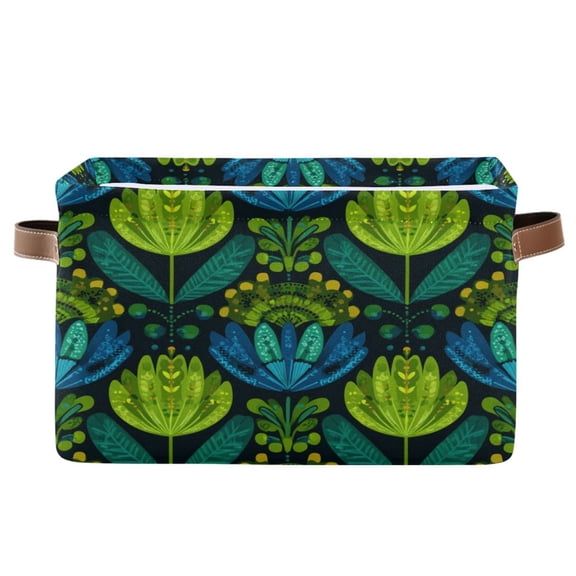 Square Storage Basket Home Storage Bins Bedroom Storage Basket Closet Storage Fashionable and Durable Emerald Tulip Bold Pattern