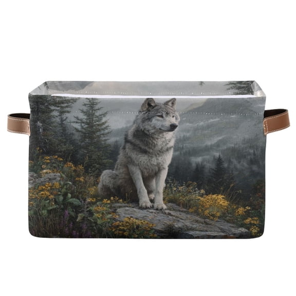 Square Storage Basket Home Storage Bins Bedroom Storage Basket Closet Storage Fashionable and Durable Gray Wolf