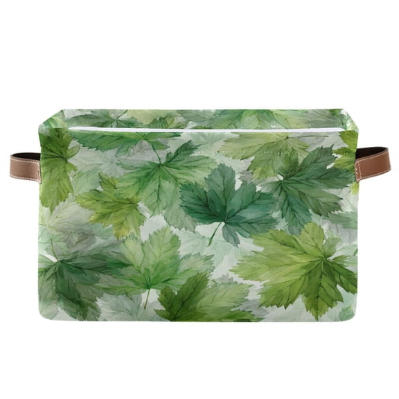 Square Storage Basket Home Storage Bins Bedroom Storage Basket Closet Storage Fashionable and Durable Green Maple Leaves
