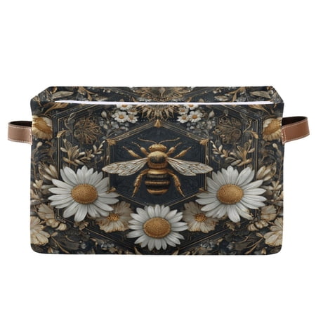 Square Storage Basket Home Storage Bins Bedroom Storage Basket Closet Storage Fashionable and Durable Honeycomb with Bees
