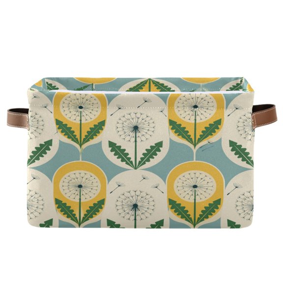 Square Storage Basket Home Storage Bins Bedroom Storage Basket Closet Storage Fashionable and Durable Leaf Retro Geometric