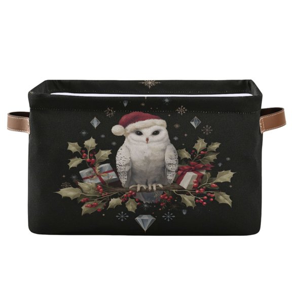 Square Storage Basket Home Storage Bins Bedroom Storage Basket Closet Storage Fashionable and Durable Magical Christmas Black Owl