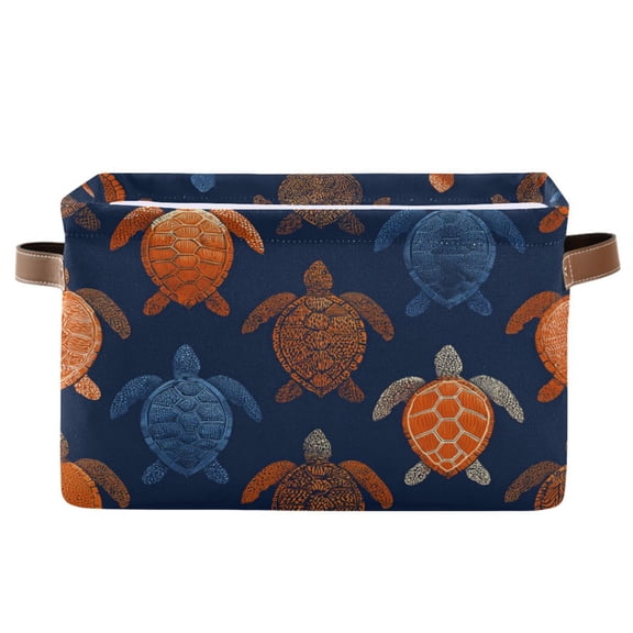 Square Storage Basket Home Storage Bins Bedroom Storage Basket Closet Storage Fashionable and Durable Orange Turtles Blue Turtles