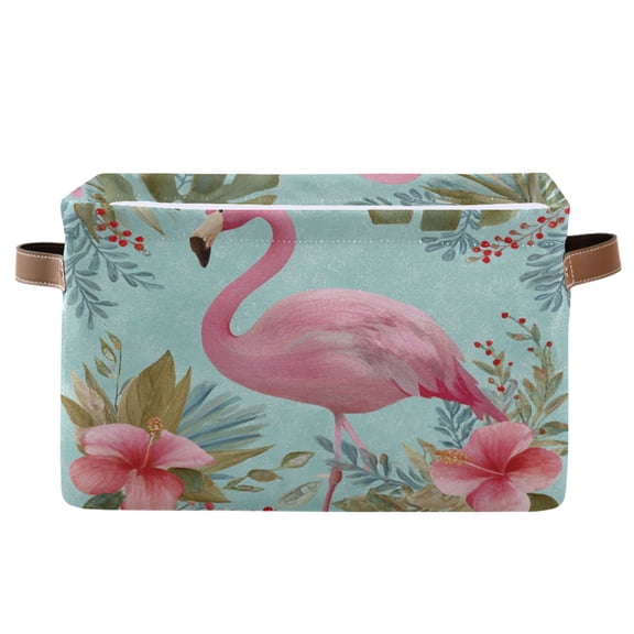 Square Storage Basket Home Storage Bins Bedroom Storage Basket Closet Storage Fashionable and Durable Pink Flamingo