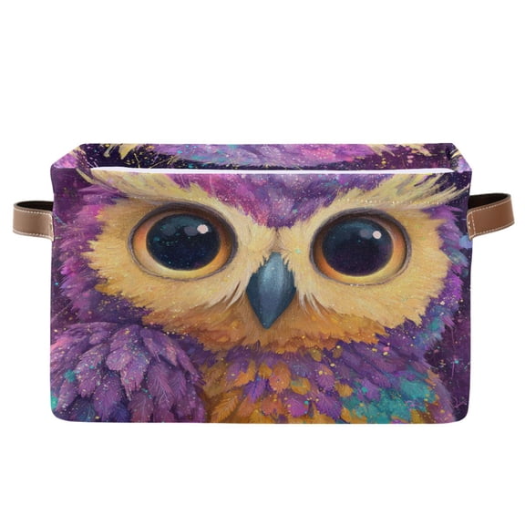 Square Storage Basket Home Storage Bins Bedroom Storage Basket Closet Storage Fashionable and Durable Purple Owl
