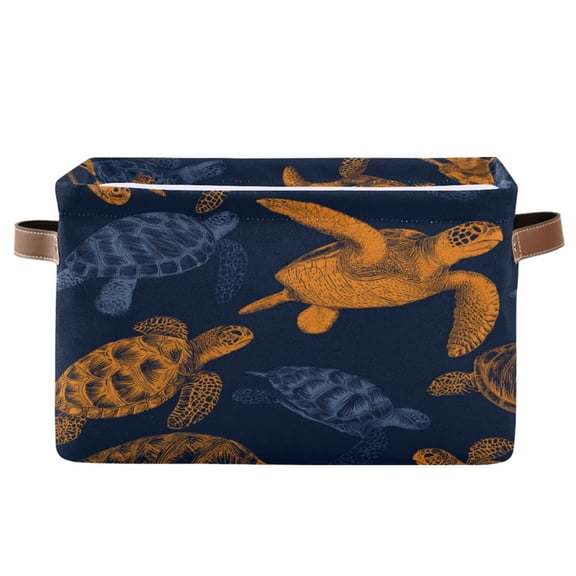 Square Storage Basket Home Storage Bins Bedroom Storage Basket Closet Storage Fashionable and Durable Sea Turtle Seamless Image