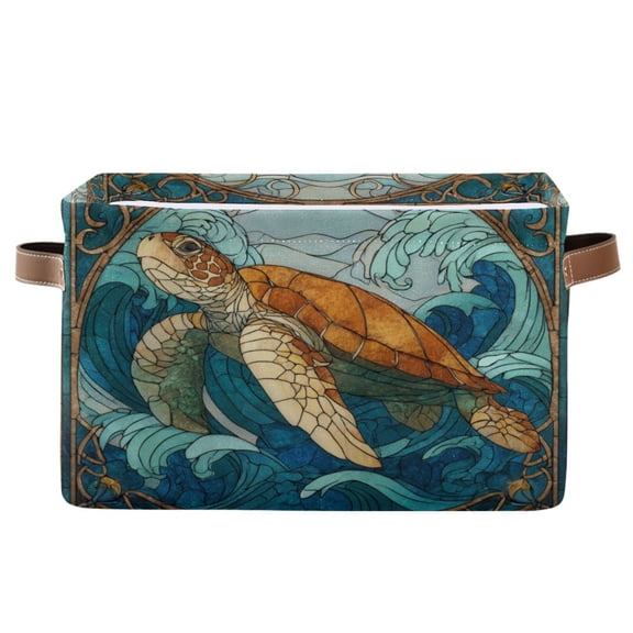 Square Storage Basket Home Storage Bins Bedroom Storage Basket Closet Storage Fashionable and Durable Sea Turtle Stained