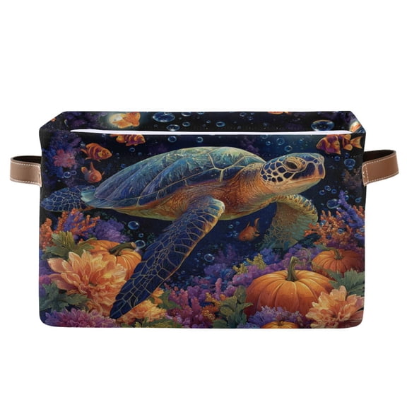 Square Storage Basket Home Storage Bins Bedroom Storage Basket Closet Storage Fashionable and Durable Sea Turtle