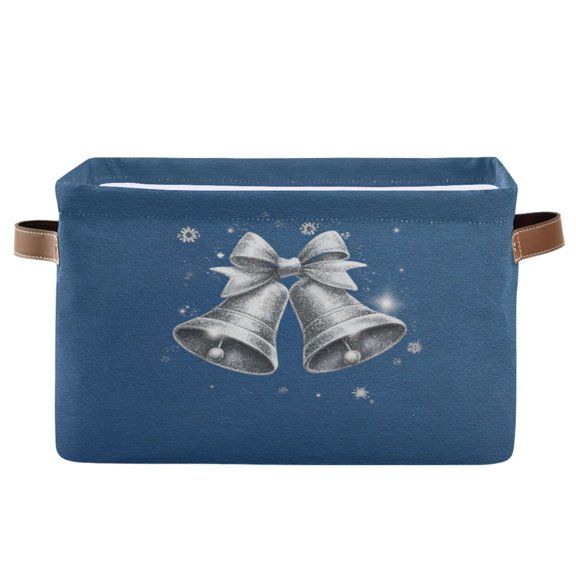 Square Storage Basket Home Storage Bins Bedroom Storage Basket Closet Storage Fashionable and Durable Shiny Silver Bells