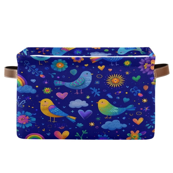 Square Storage Basket Home Storage Bins Bedroom Storage Basket Closet Storage Fashionable and Durable Vibrant Bird Flight Pattern