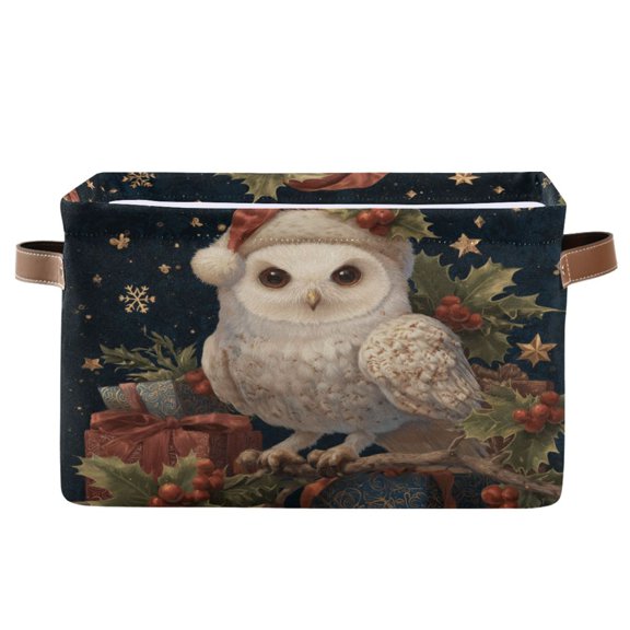Square Storage Basket Home Storage Bins Bedroom Storage Basket Closet Storage Fashionable and Durable Warm Cute Christmas Owl