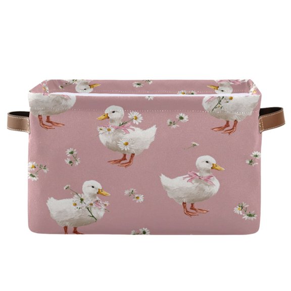 Square Storage Basket Home Storage Bins Bedroom Storage Basket Closet Storage Fashionable and Durable White Duck Pattern