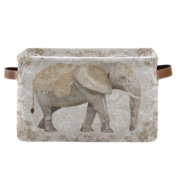 Square Storage Basket Home Storage Bins Bedroom Storage Basket Closet Storage Fashionable and Durable Wise Elephant Illustration