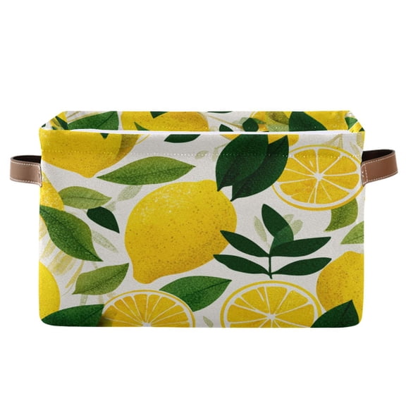 Square Storage Basket Home Storage Bins Bedroom Storage Basket Closet Storage Fashionable and Durable Yellow Lemon Pattern