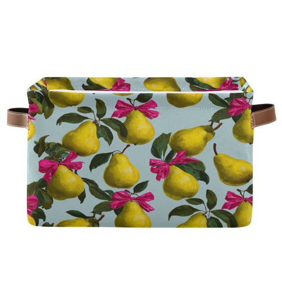 Square Storage Basket Home Storage Bins Bedroom Storage Basket Closet Storage Fashionable and Durable Yellow Pear Pattern