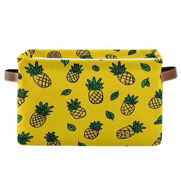 Square Storage Basket Home Storage Bins Bedroom Storage Basket Closet Storage Fashionable and Durable Yellow Pineapple Seamless
