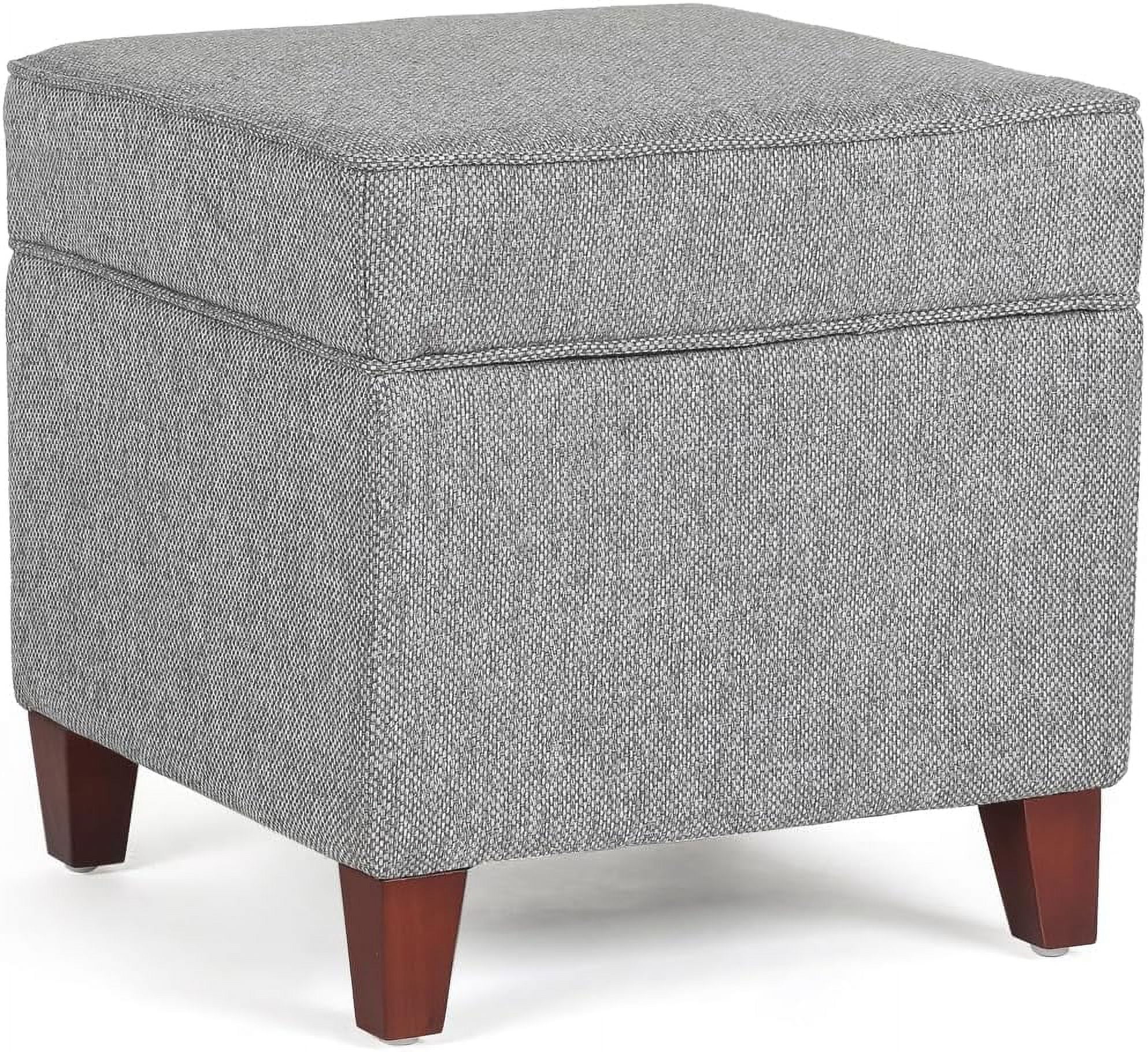 Square Storage Ottoman Footstools Linen Fabric Cube Footrest, Light