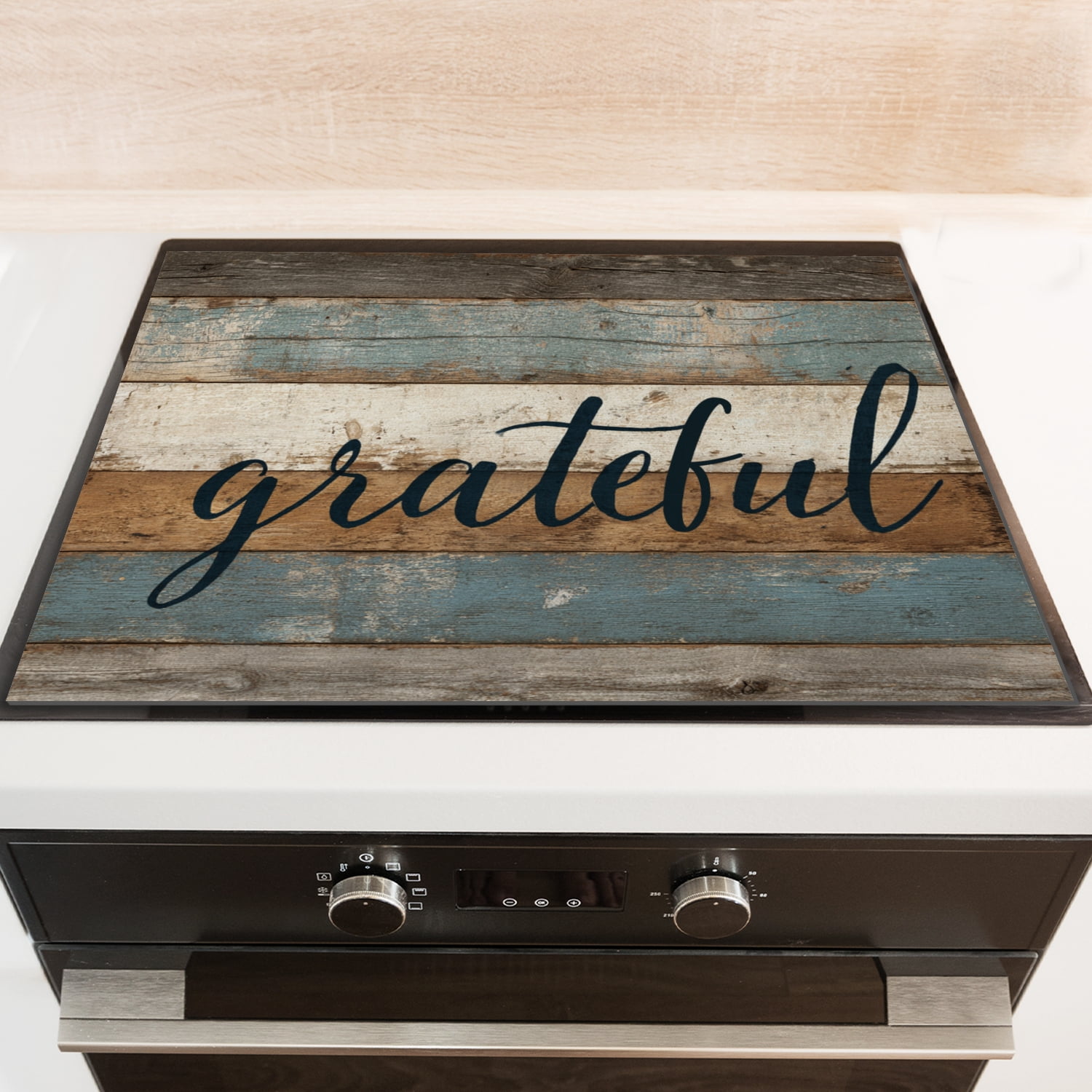 Square Stove Covers for Electric Stove, Grateful Rustic Wood Distressed Pattern Heat Resistant Cooktop Cover Protector, Foldable Washable Countertop Protector Mat for Kitchen RV (28×20 Inch)
