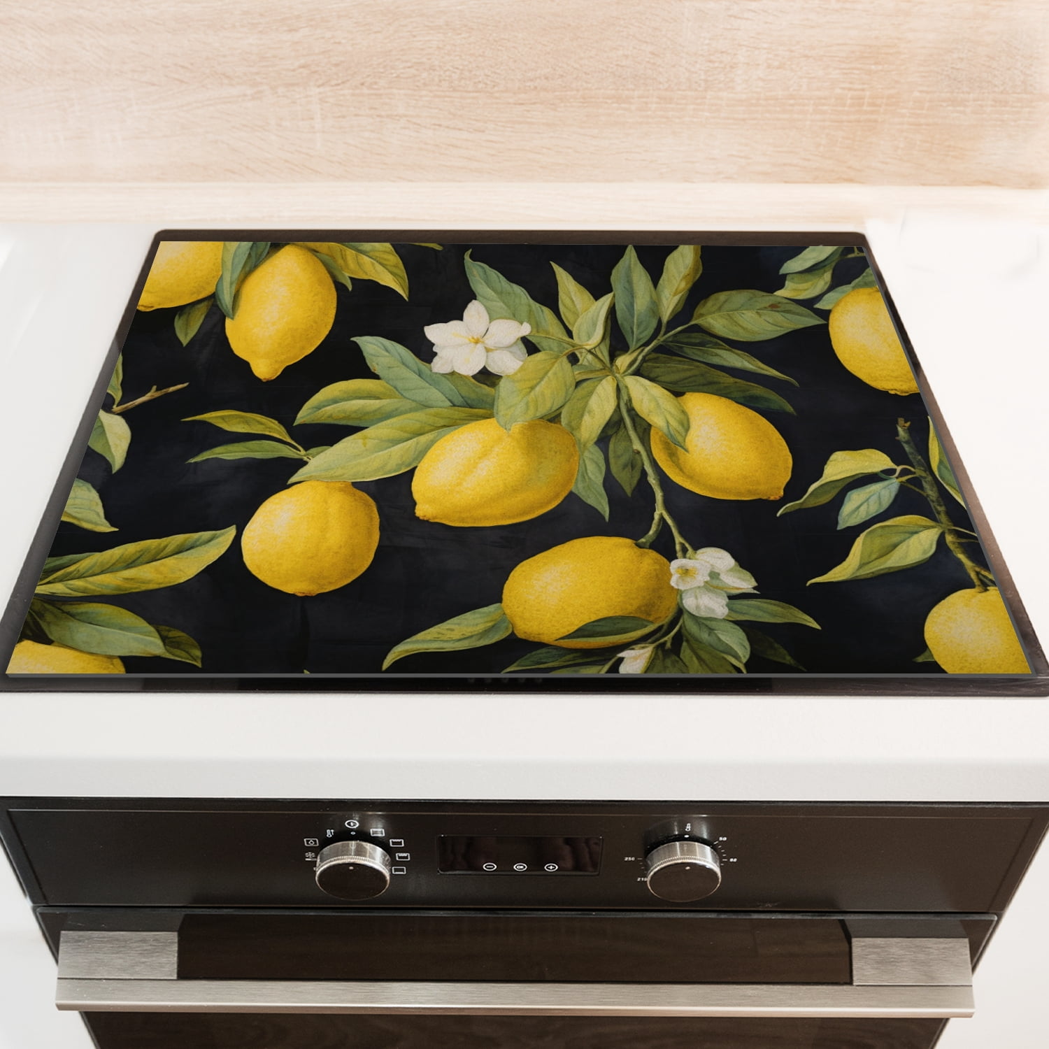 Square Stove Mats for Glass Stove Top, Fresh Lemon, Heat Resistant Ceramic Cooktop Cover, Glass Induction Cooktop Protector mat, Non-slip Foldable Decoration pad for Kitchen RV (28×20 Inch)