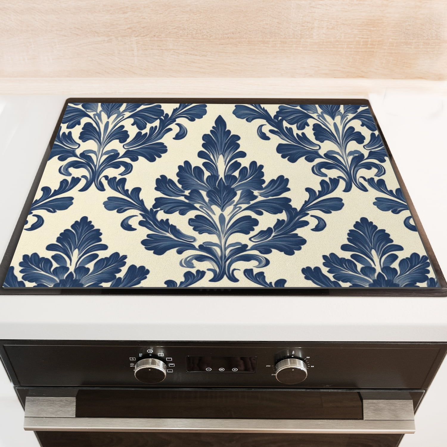 Square Stove Top Cover for Electric Stove, Watercolor Intricate Floral Design Heat Resistant Cooktop Protector, Washable Foldable Modern Decor Mat for Kitchen RV (28×20 Inch)
