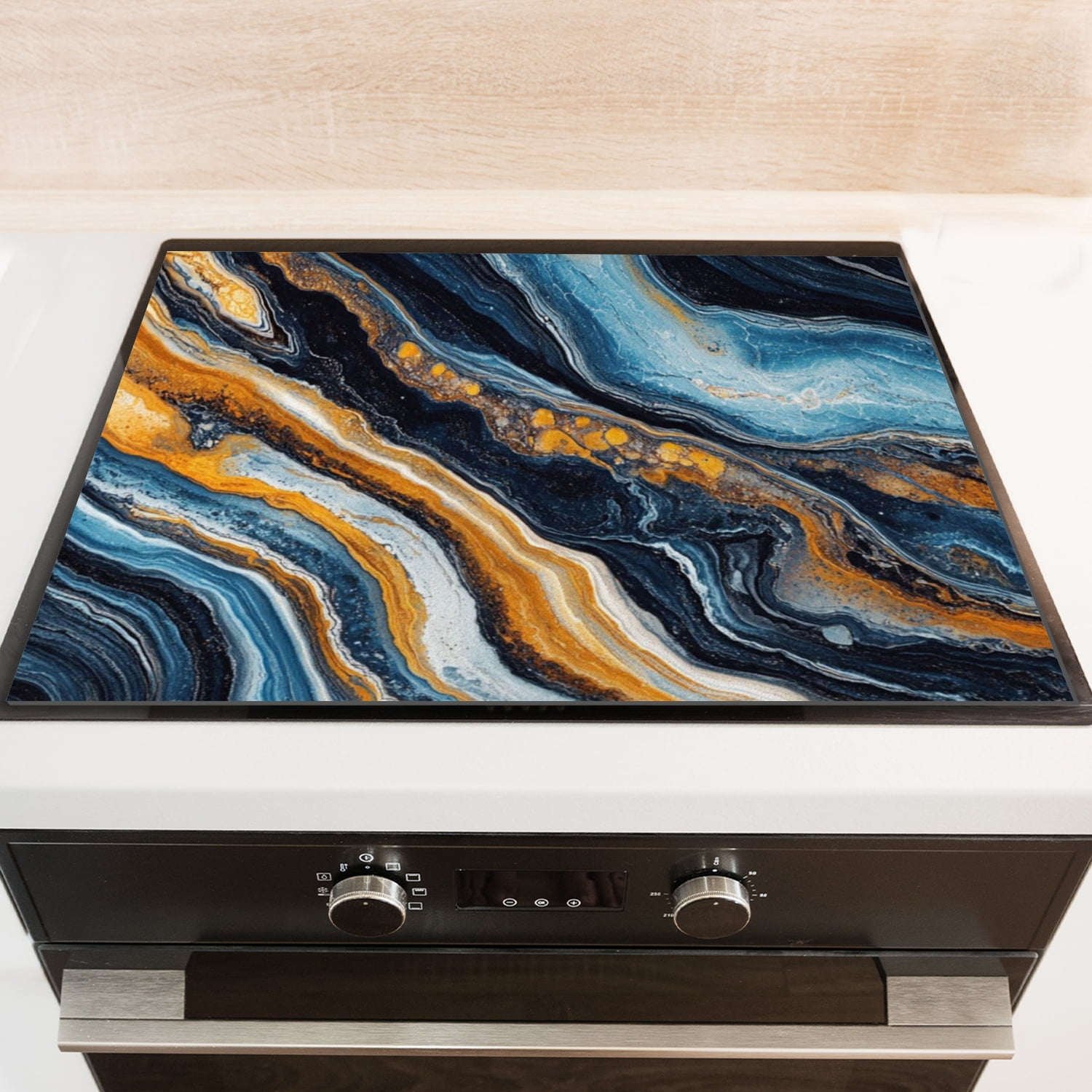 Square Stove Top Covers, Abstract Multicolored Marble Print Cover for Electric Stove Top, Foldable Washable Modern Decor Mat for Kitchen RV (28×20 Inch)