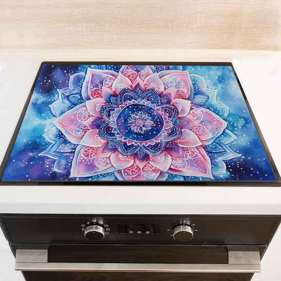 Square Stove Top Covers for Gas Burners, Fantasy Watercolor Mandala Glass Stove Cover Mat, Waterproof Oilproof Dustproof Oven Covers Mat for Kitchen RV (2820 Inch)