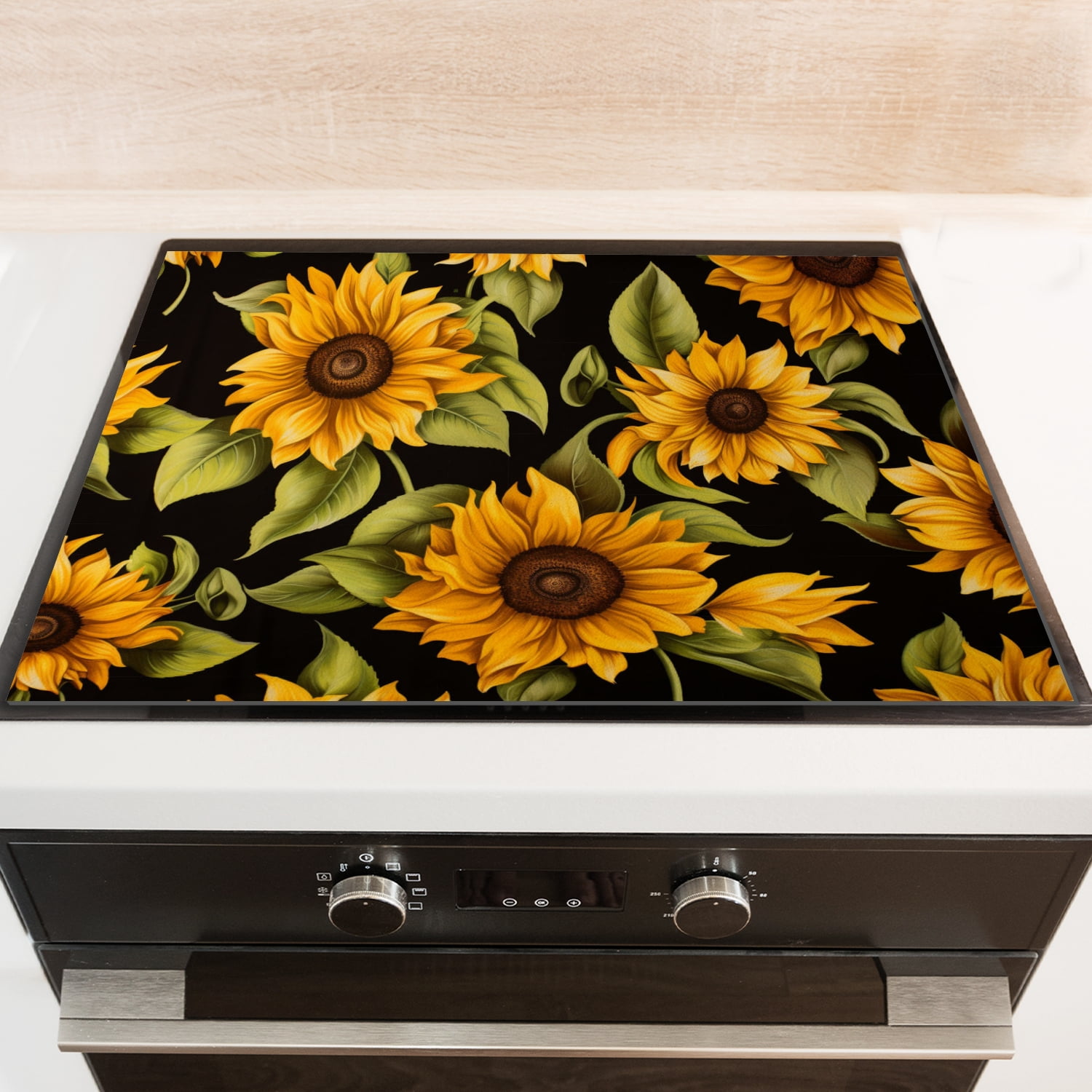 Square Stove Top Covers, Sunflowers with Butterflies Non-slip Foldable Electric Stove Burner Covers, Glass Induction Cooktop Protector Mat for Kitchen RV (28×20 Inch)