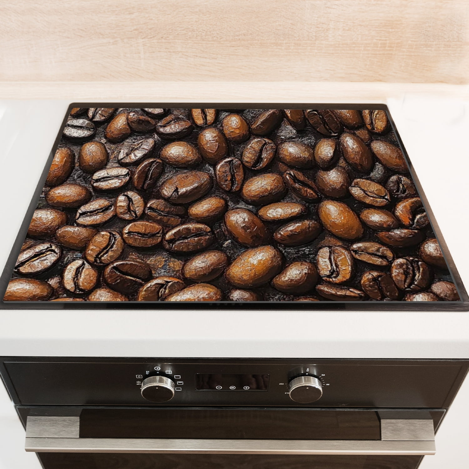 Square Stovetop Cover for Electric Stove, Coffee Beans Glasstop Stove Covers, Oilproof Waterproof Countertop Cover Mat For Kitchen RV (28×20 Inch)