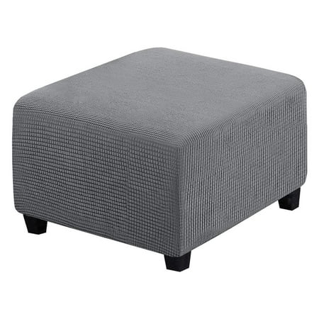 Square Stretch Ottoman Cover, Rectangular Stool Cover, Washable Cover with Stool , Protective Cover for Bedroom Furniture , gray 21gray