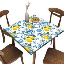 Square Stretchable Elastic Edge Tablecloth, Sunmmer Lemons Washable Wipeable Table Cloths, for Indoor Outdoor Garden Picnic Party, Fit for 36" x 36"Square Table