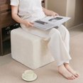 thumbnail image 1 of Square Stuffed Pouf Ottoman, Plush Poufs with Foam Chunk Filling, Foot Rest Stool for Living Room, Cream, 1 of 9