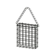 Square Suet Bird Feeder Cage, Heavy-Duty Iron with Protective Coating, Holds One Cake for Nuthatches and Chickadees, Easy-Clean Design, Rust-Resistant Outdoor Hanging Feeder for Backyard Birds