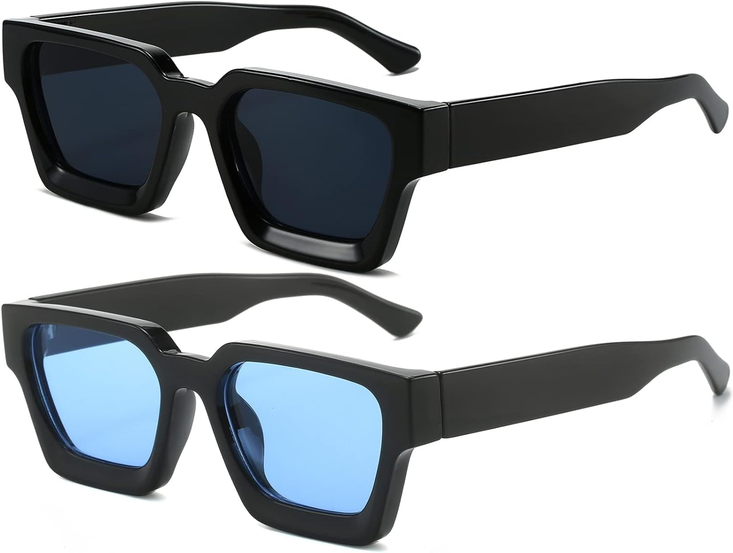 Square Sunglasses Thick Frame Simple Designer Style Shades Unisex Amazon.com: Matte Black Thick Square Frame Sunglasses for  main image 4