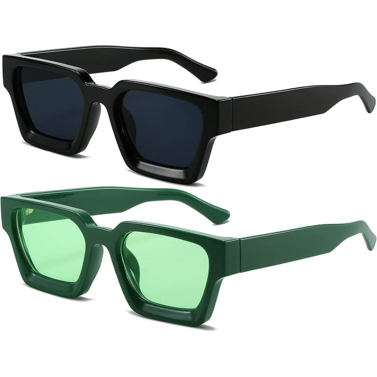 Square Sunglasses for Women Men Square Thick Frame Sun Glasses