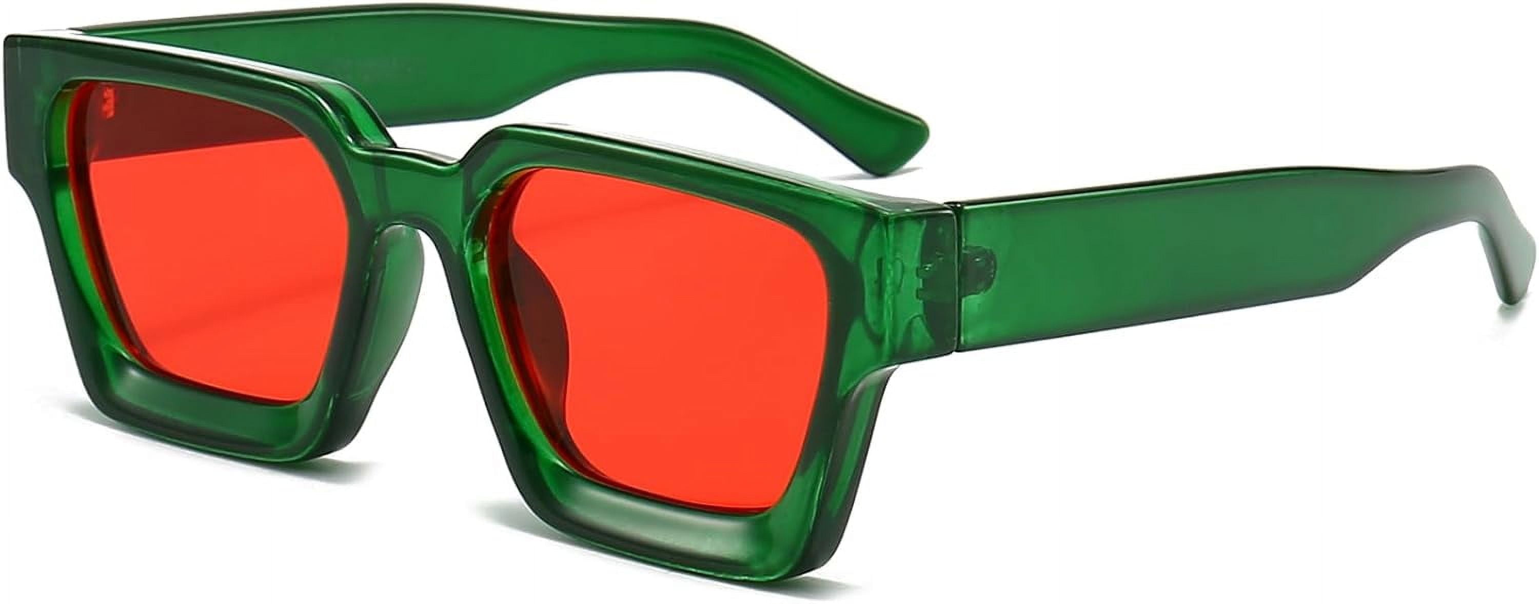 Square Thick Frame Sunglasses for Men Women, Designer Style Shades UV Protection Thick Frame Square Sunglasses for Women Men Chunky Rectangle  main image 4