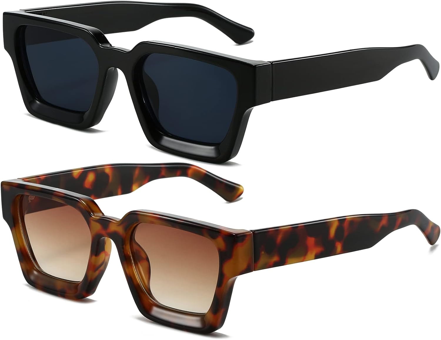 Square Sunglasses for Women Men Square Thick Frame Sun 